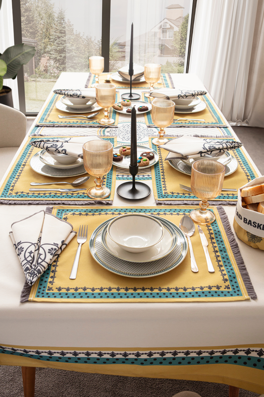 Safran Luxe, Duck Keten Runner, Premium Seri Kaymaz Runner 45x140