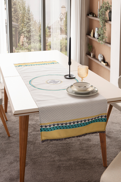 Safran Luxe Yemek Masası Takımı, Mutfak Masası Takımı, Masa Örtüsü,Runner,6'lı Amerikan Servis, 6'lı Kumaş Peçete