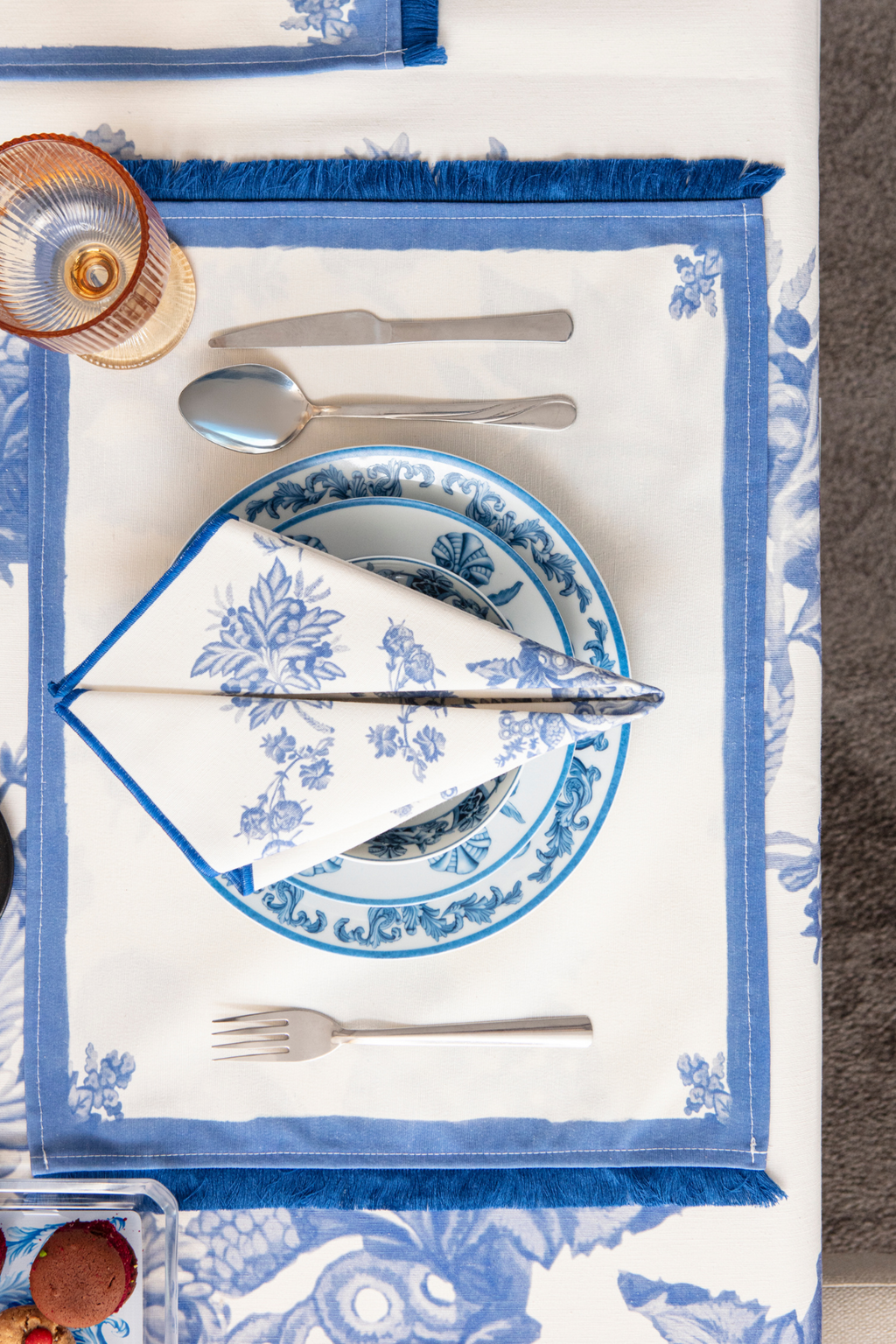 Elysian Blue Yemek Masası, Mutfak Masası Takımı, Masa Örtüsü,Runner,6 Amerikan Servis, 6 Kumaş Peçete