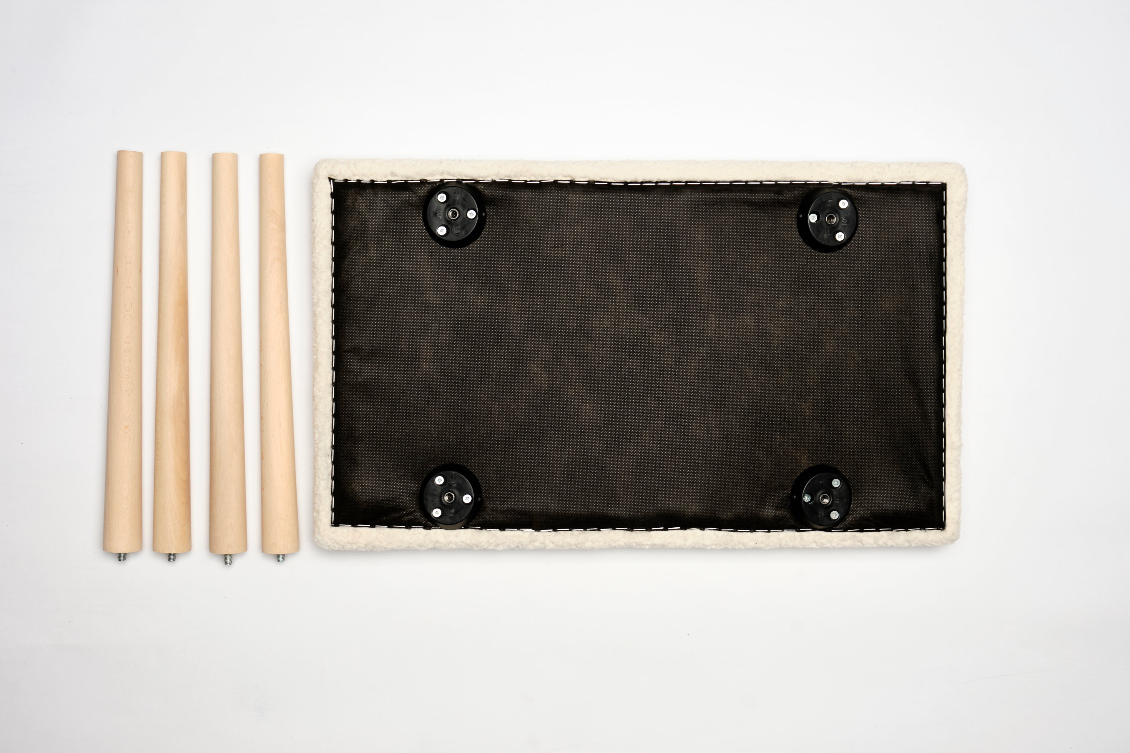 Retro Ahşap Ayaklı Handmade Çok Amaçlı Kuzu Tüyü Puf Bench Koltuk Sandalye 35*60*42